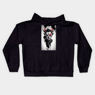 Japan Ink Style Oni Face Kids Hoodie